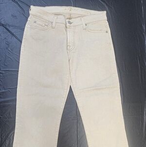7 For All Mankind Cream Ankle Jeans